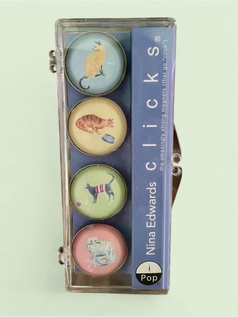 Vintage Y2K New iPop Nina Edward’s Elegant Cats Strong Fridge Magnet Set of 4